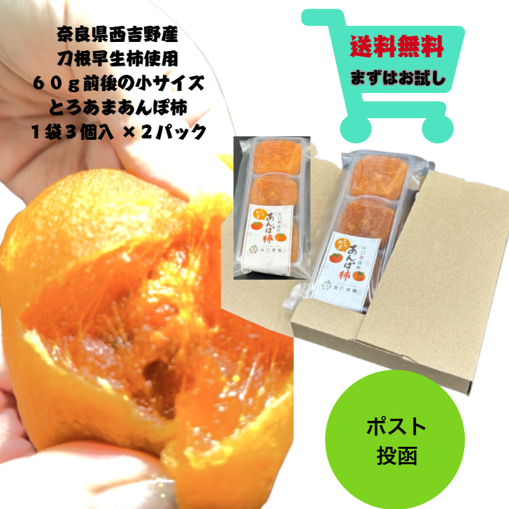 【ポスト投函】【とろあまあんぽ柿】＜ご家庭用に最適！＞小サイズ３個入