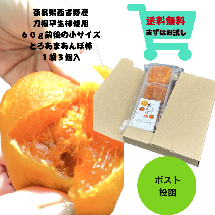 【ポスト投函】【とろあまあんぽ柿】＜ご家庭用に最適！＞小サイズ３個入